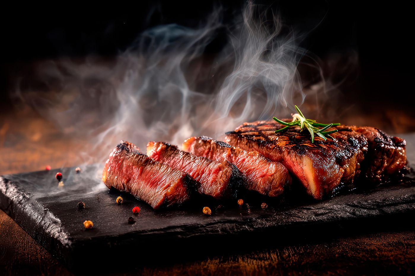 Corte de carne premium sobre tabla de madera